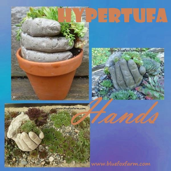 Hypertufa Hands - cement planter shaped like a hand