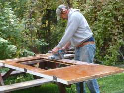 and then sanding with a belt sander